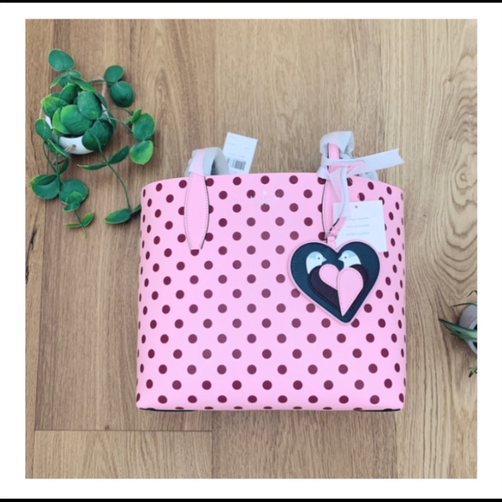 Kate Spade Love Birds Polka Dot Reversible Tote